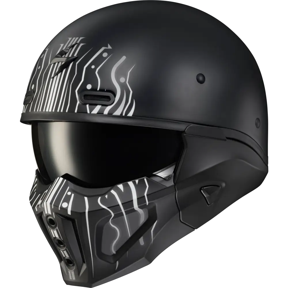 SCORPION EXO Covert X Open Face Helmet Tribe Matte Black/White Xl