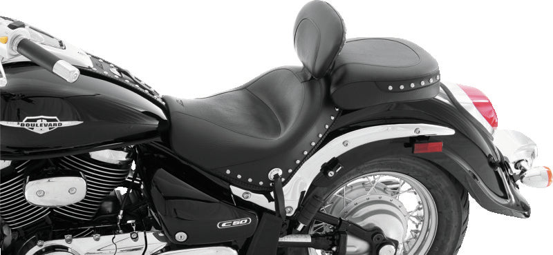 MUSTANG MOTORCYCLE Mustang 09 21 Suzuki Boulevard C50/C50T Standard Touring 2PC Seat w/Driver Backrest w/Studs   Black
