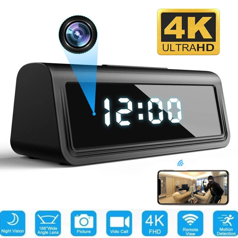 TEAL SIMBA Hidden Camera Home Security 4K Wifi Secret Clock Micro Camera Security Camera IR Night Vision