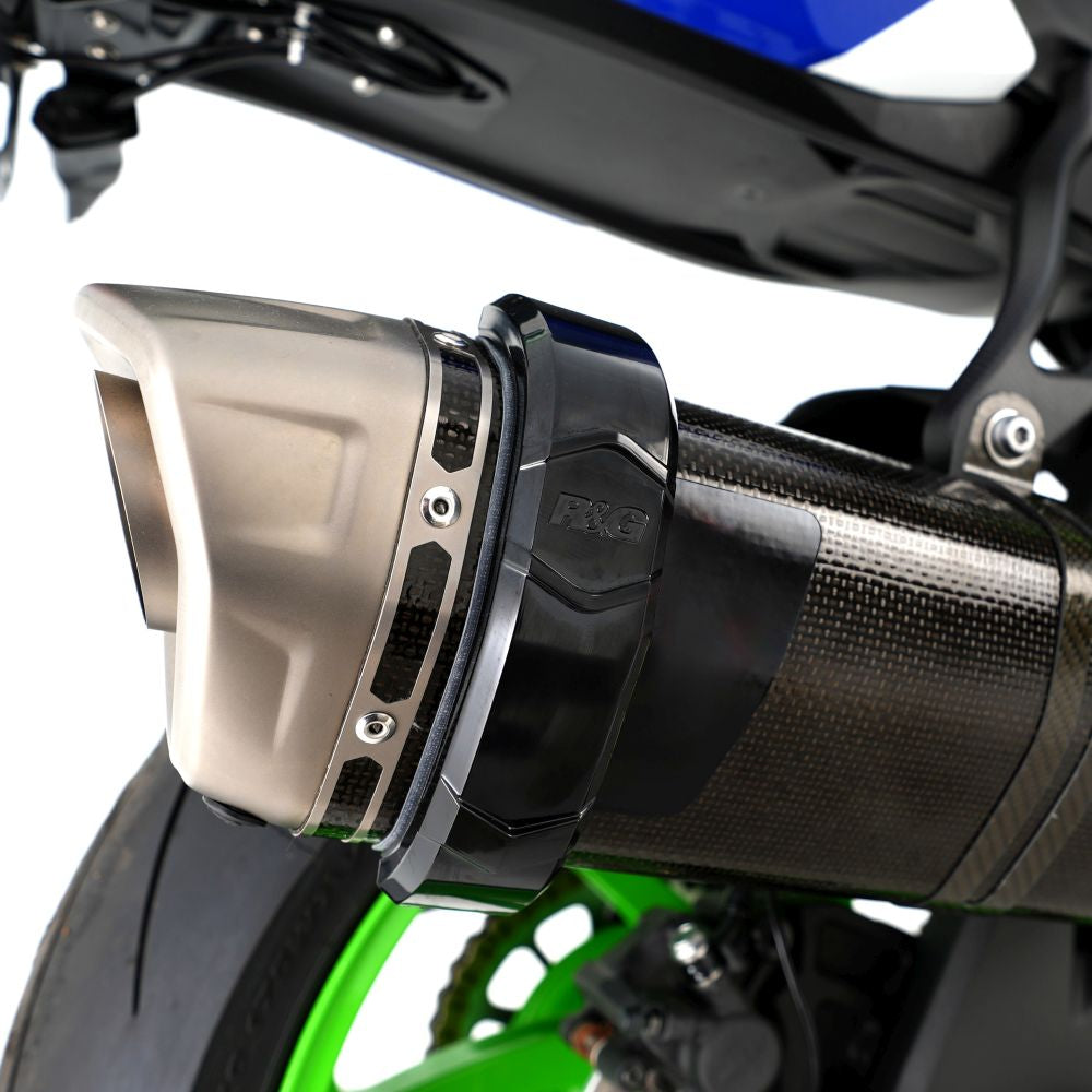 R&G Racing Black Hexagonal Akrapovic Style Exhaust Protector Can Cover For 2009 2014 Aprilia RSV4 Factory