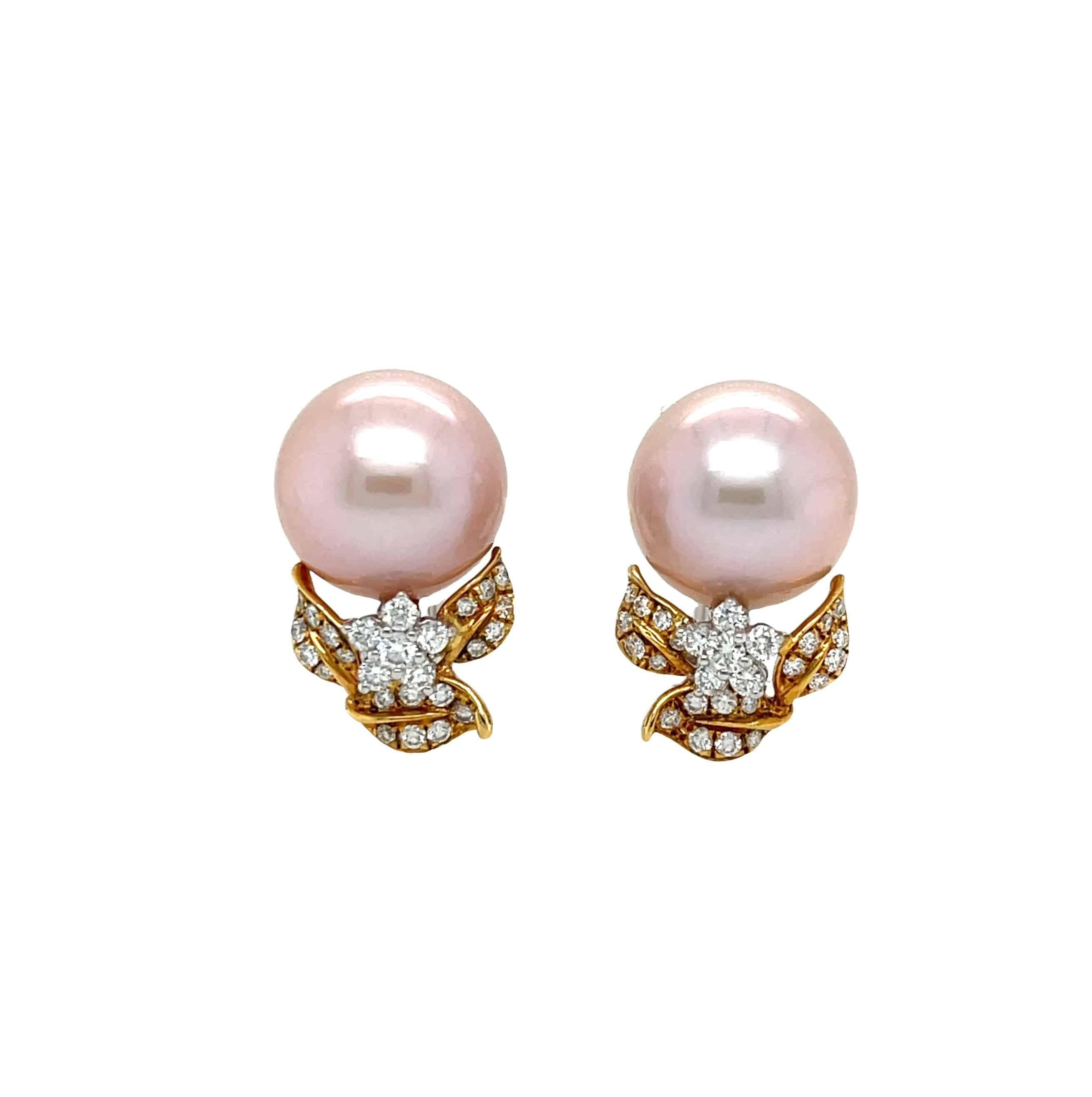 A06 Freshwater Pearl & Diamond Earrings