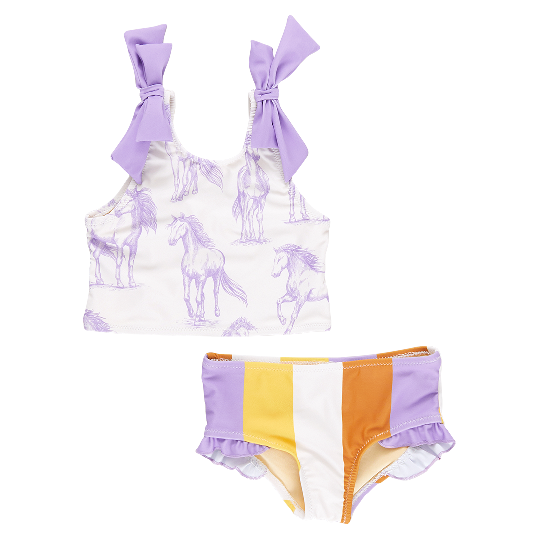 PINK CHICKEN Girls Shelly Tankini   Lavender Horses