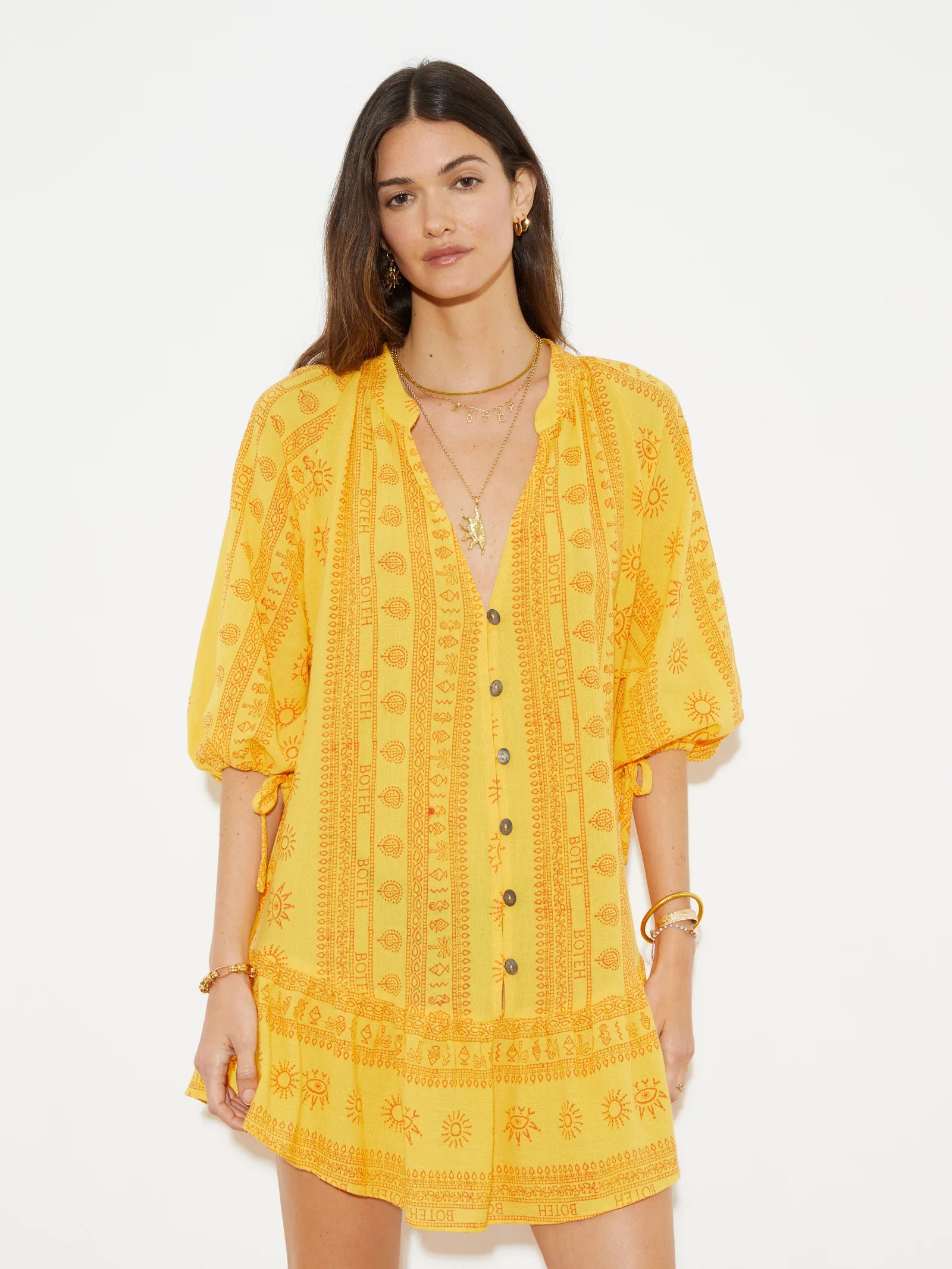 BOTEH LA PONCHE DRESS IN SAFFRON