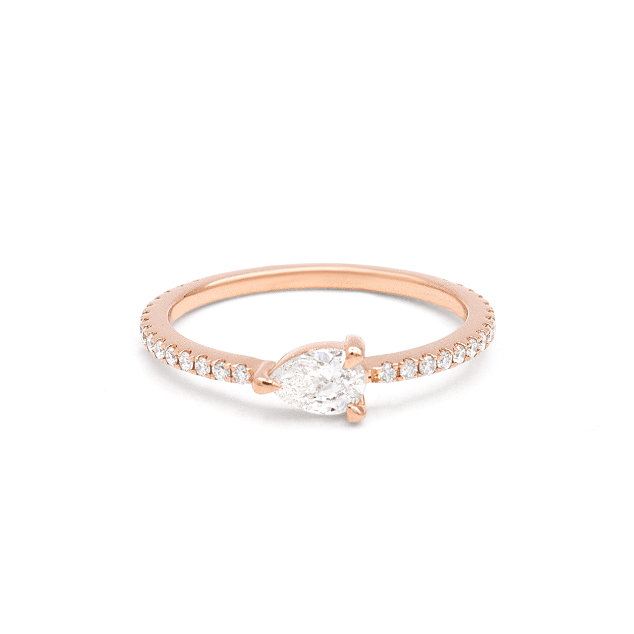 NADER KASH INTERNATIONAL 18k Rose Gold and .30 Total Weight Pear Diamond Ring