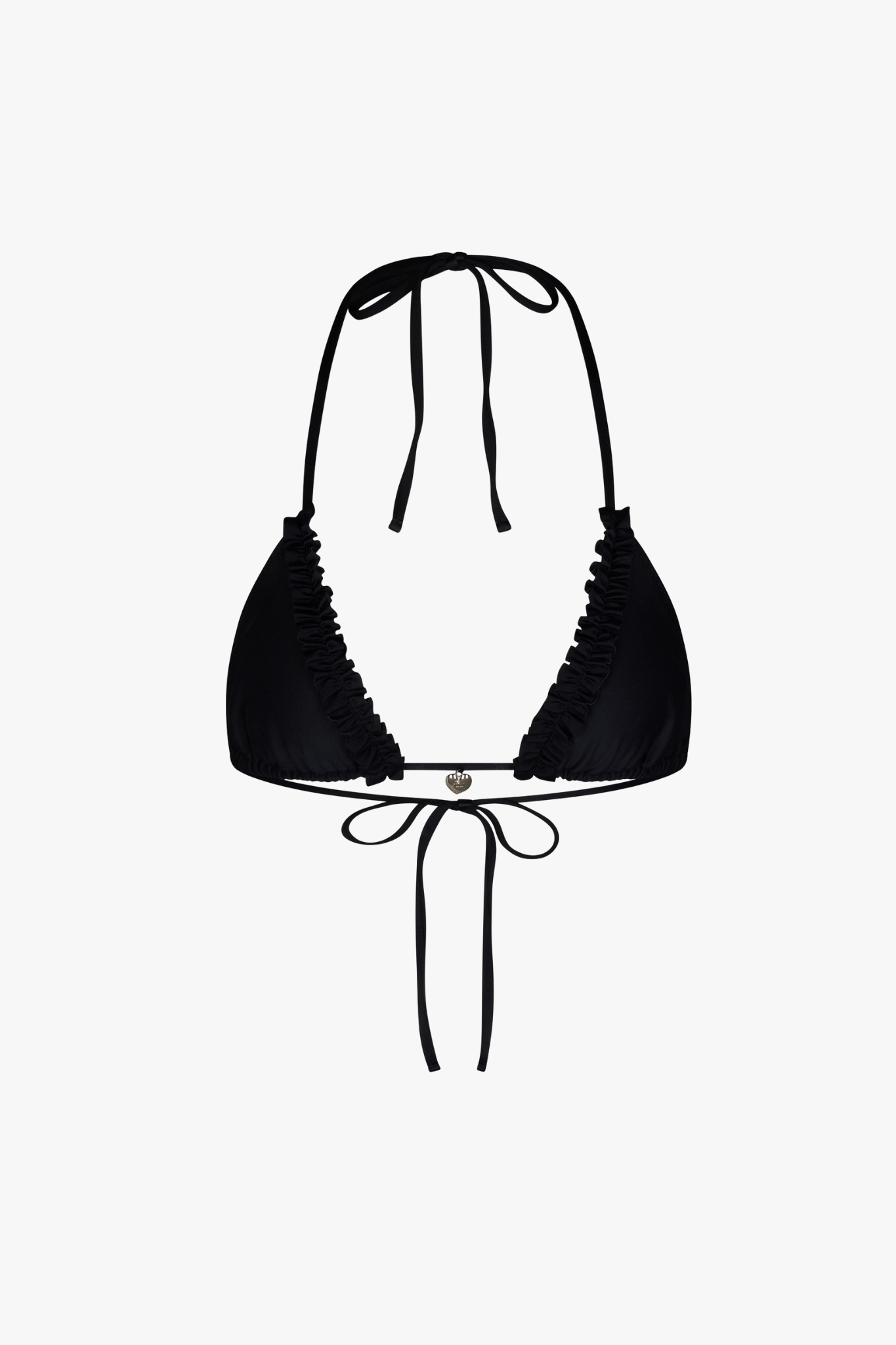 RAT BOI RUFFLE CHARM BIKINI TOP IN ONYX