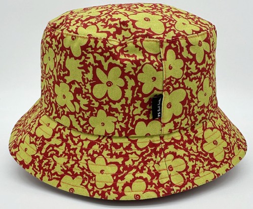 PAUL SMITH 100% COTTON RED / YELLOW FLORAL PRINT LINED BUCKET HAT BNWT RARE SZ M