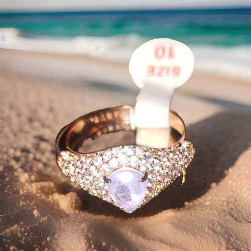 Bomb Party RBP7780 "This Is Your Sign" Lavender Fluorite Fused w  Quartz Sz 10
