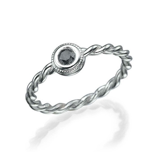 2ct Black Lab Created Moissanite Ring Twisted Rope Infinity Gold Plated