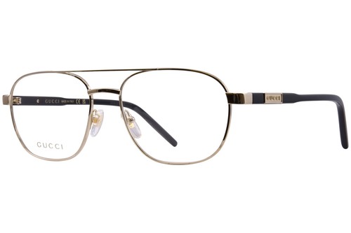 Gucci GG1800O 001 Eyeglasses Frame Men's Gold/Bl Full Rim Pilot Style 56 mm