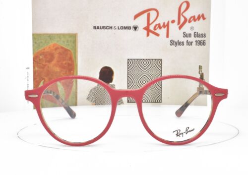 New Authentic Ray Ban Eyeglasses Red Round Panto Tortoise 50 19 145 7118 5714