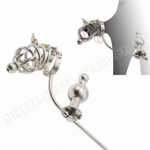 Male Stainless Steel Chastity Cage Plug Heavy Chastity Device Alternative