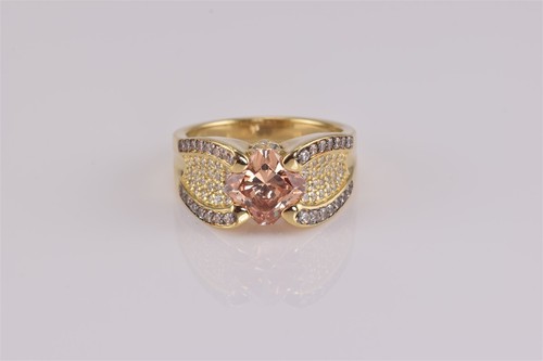 Epiphany Gold Sterling Silver Orange Cubic Zirconia Cluster Band Ring 925 Sz: 9