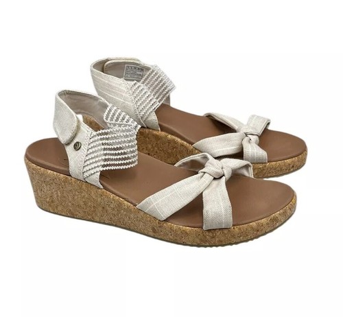 Skechers Arch Fit Beverlee Wedge Sandals Taupe Women's Size 9 US
