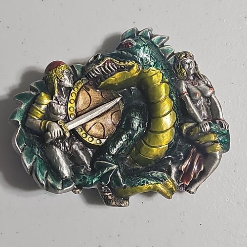 Dragon Warrior Maiden   Great American Products Pure Pewter Belt Buckle