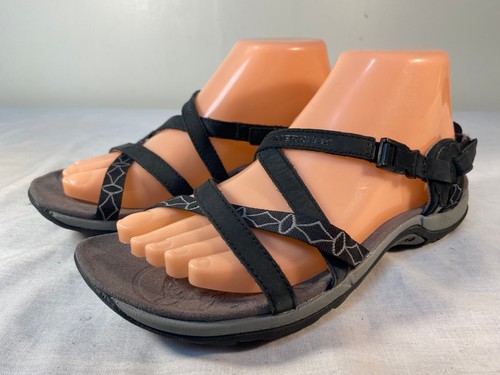 Merrell Jacardia sandali con cinturino donna in pelle nera   US 8