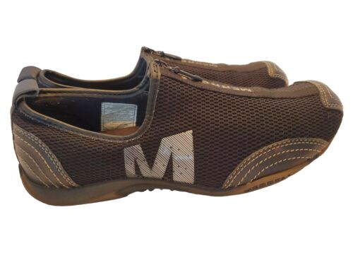 Merrell Womens Barrado Black Leather Slip On zip Sneakers Shoes Low Top Sz 7.5