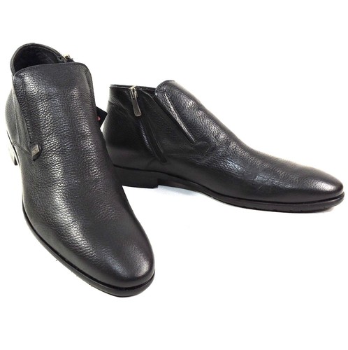 CALZATURIFICIO ERNESTO DOLANI ERNESTO DOLANI ?? MEN'S BLACK SOFT DEER LEATHER COMFORT WINTER ANKLE BOOTIE