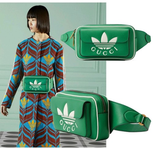 Gucci + Adidas X Trefoil Green Belt Bag Leather Signature Logo UNISEX NWT