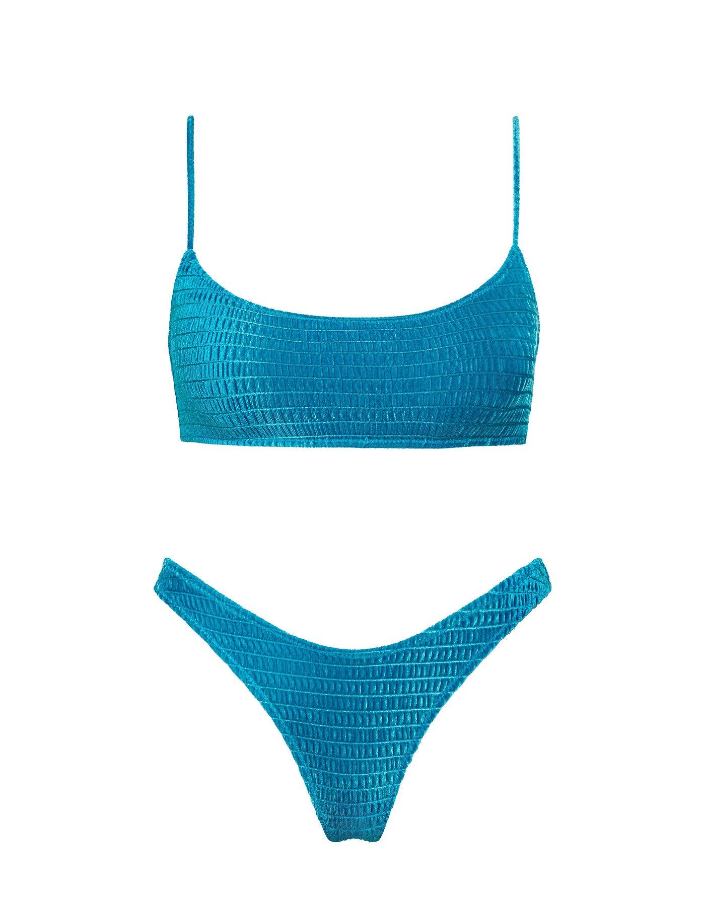 TRIANGL MICA   MAURA Blue Velvet Crop Bikini Set