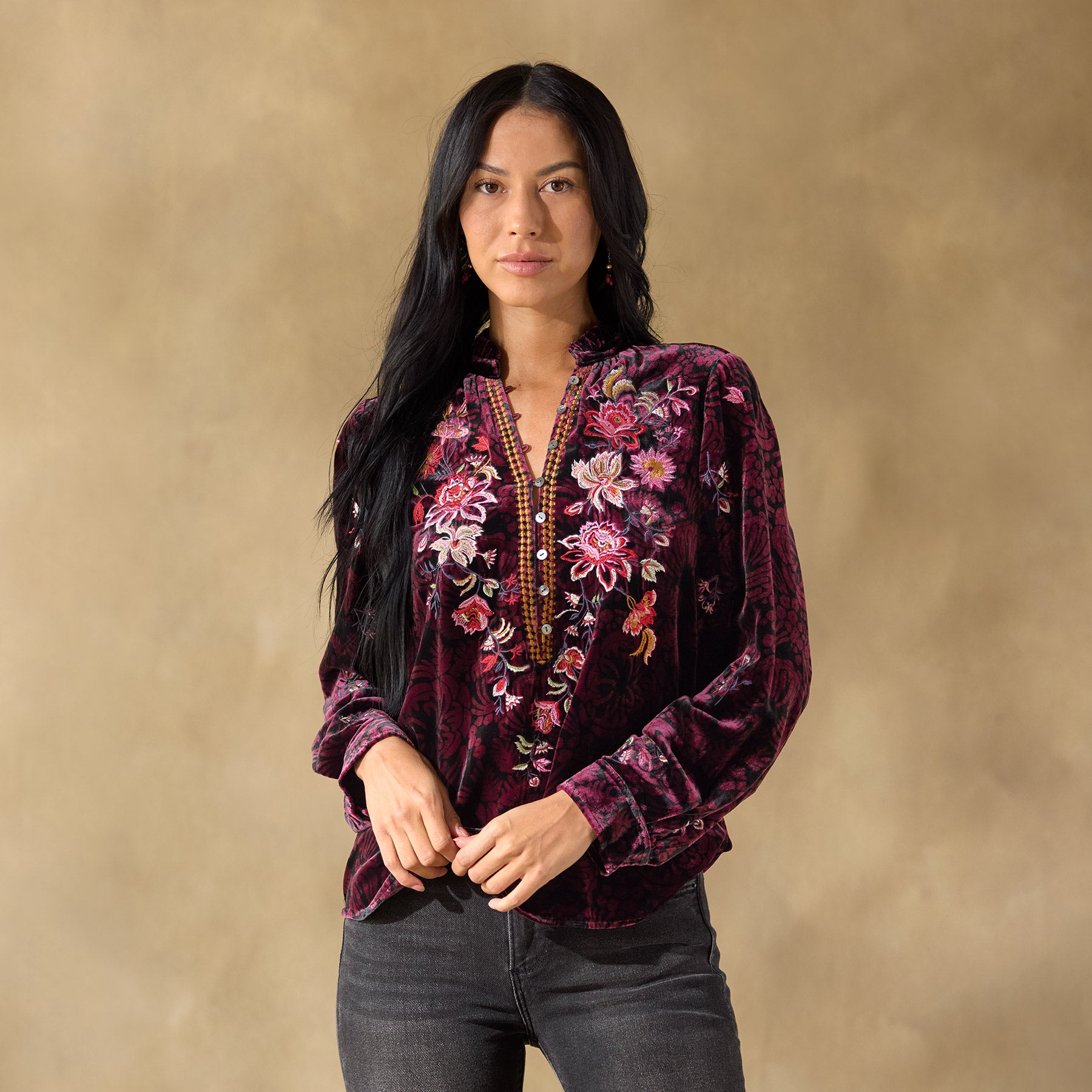 SUNDANCE Elisabeth Velvet Top  Petite