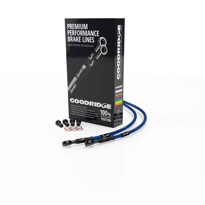 Goodridge Suzuki GSXR1000 K9 K11/K2 Electric Blue Rear SS Brake Lines w/Black Fittings