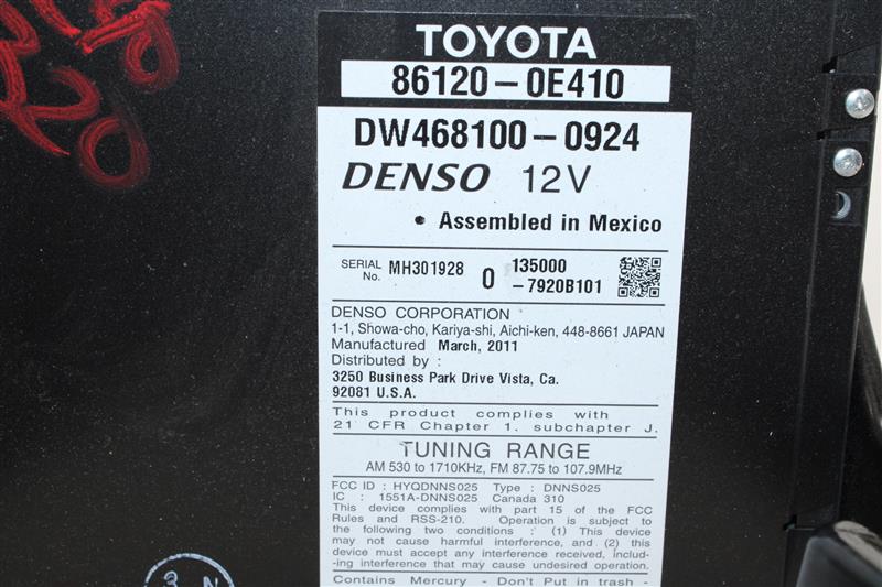 TOMSFOREIGN RADIO Toyota Highlander 2011 11 2012 12 2013 13   1359399