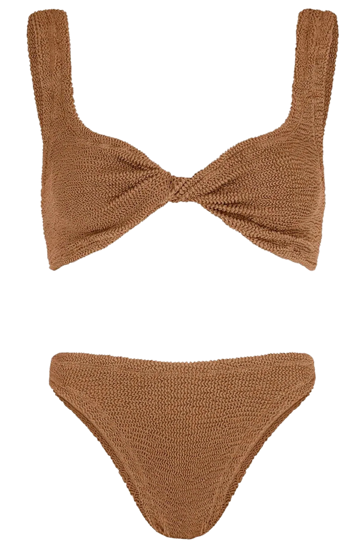 HUNZA G Juno Crinkle Bikini Metallic Cocoa