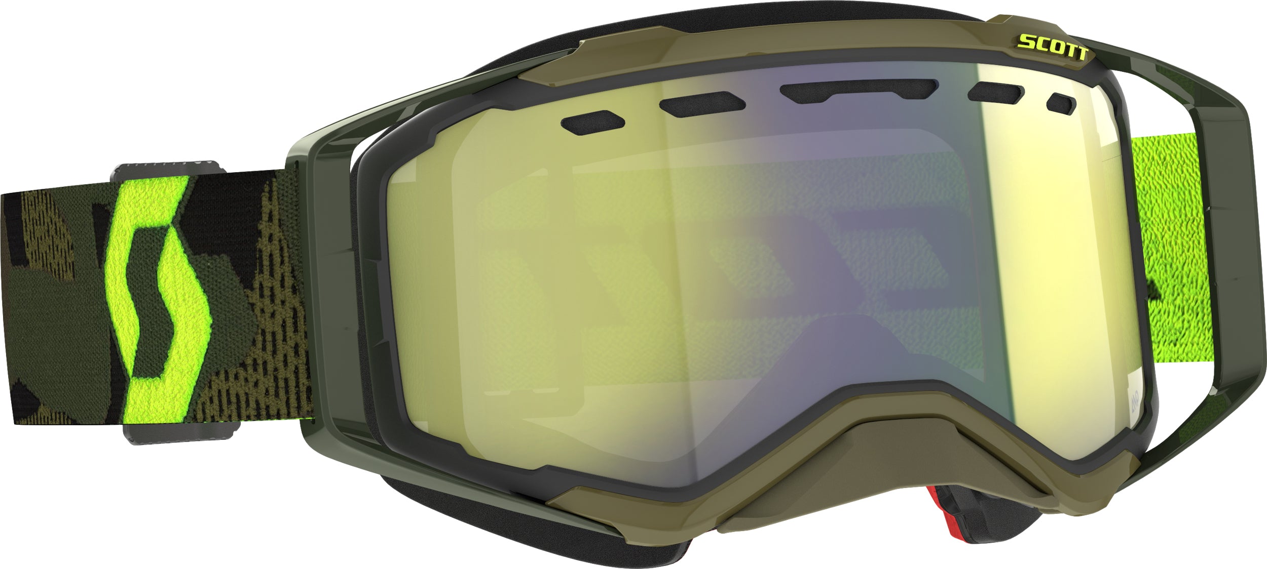 SCOTT Prospect Snowcross Goggle   Kaki Green/Neon Yellow Enhancer Chrome (Part No: 272846 7701335)
