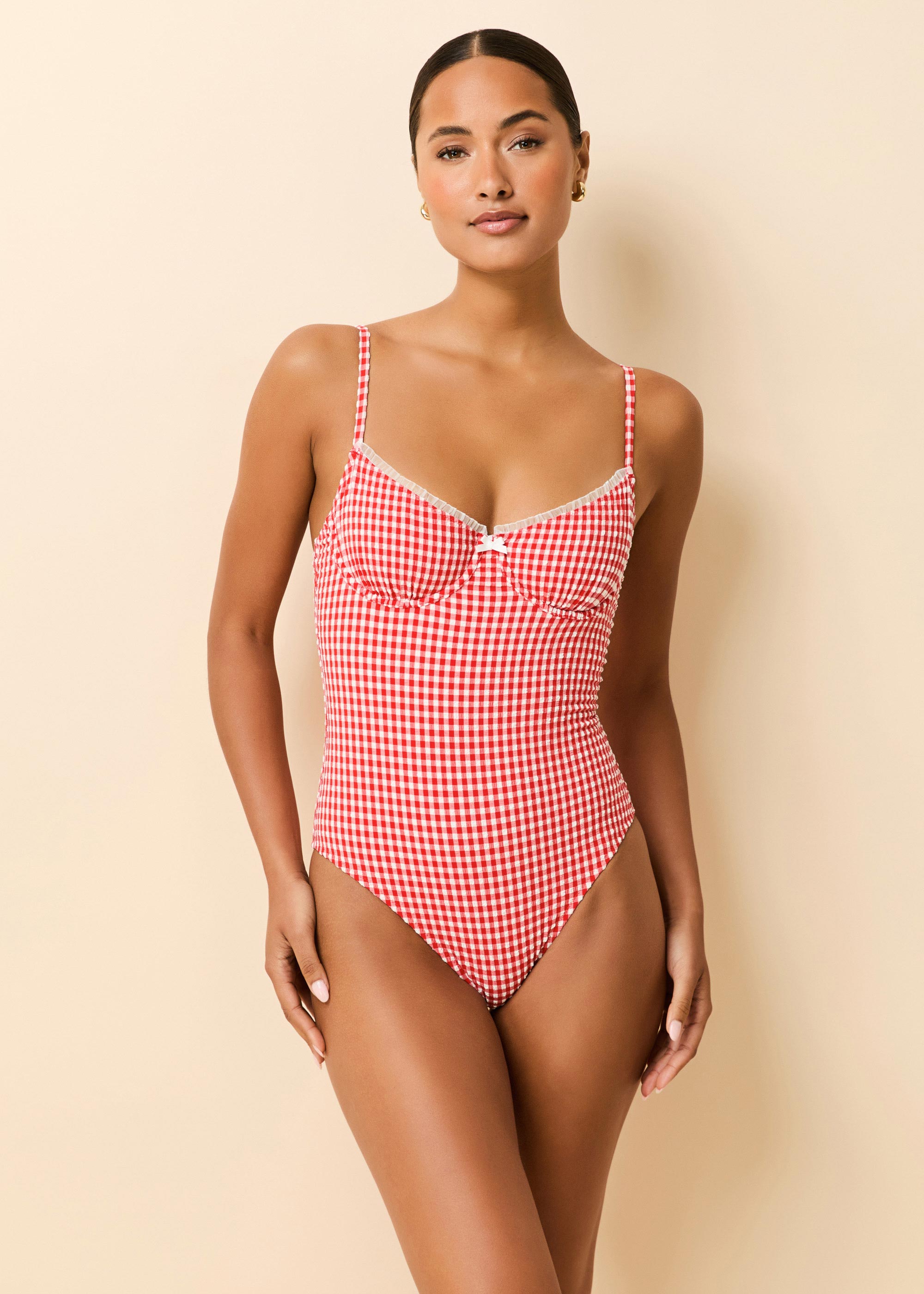SOLID & STRIPED   THE SUMMER I TURNED PRETTY Taylor One Piece Red Gingham