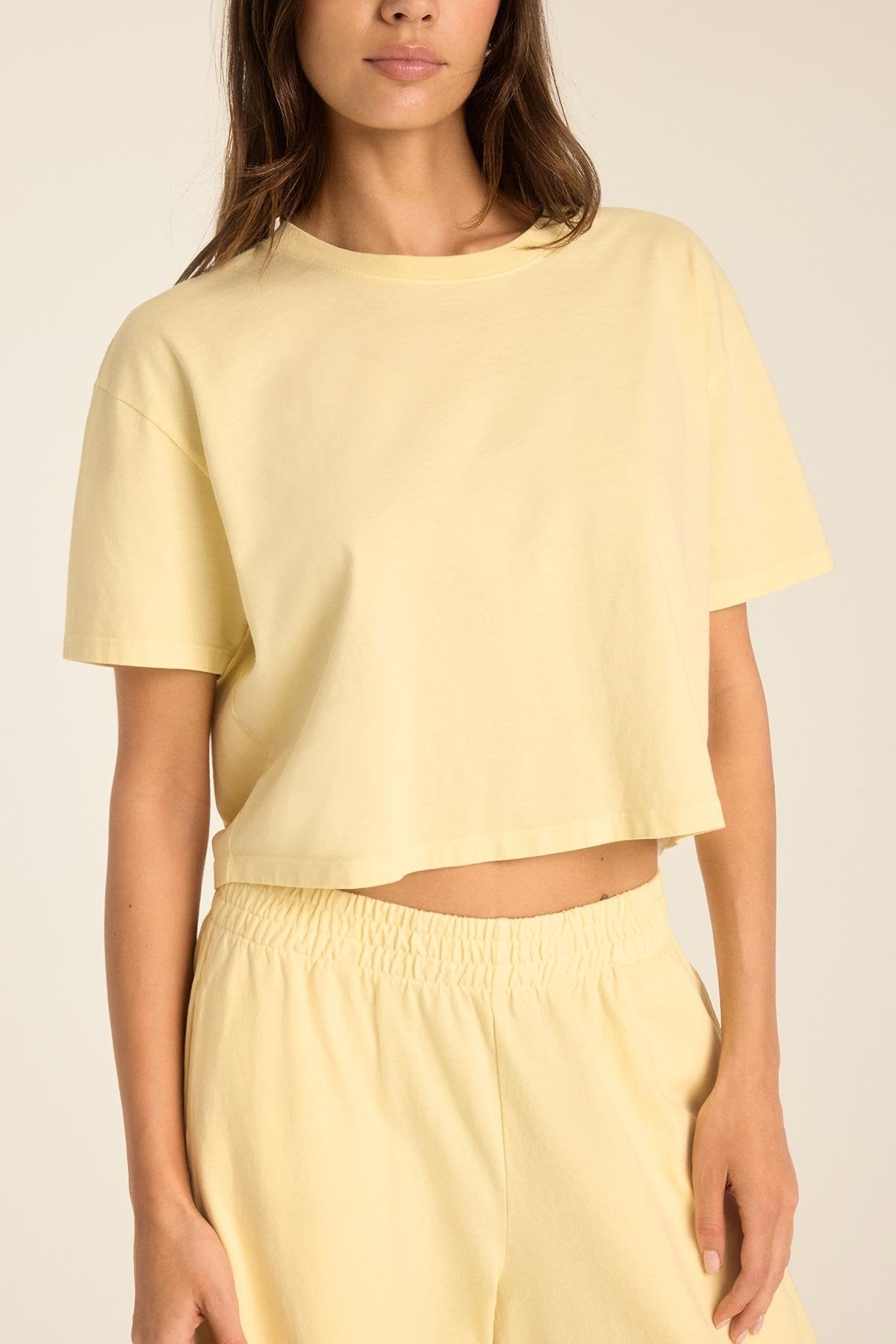 VITAMIN A Coast Crop Tee   Buttercream Cotton Jersey