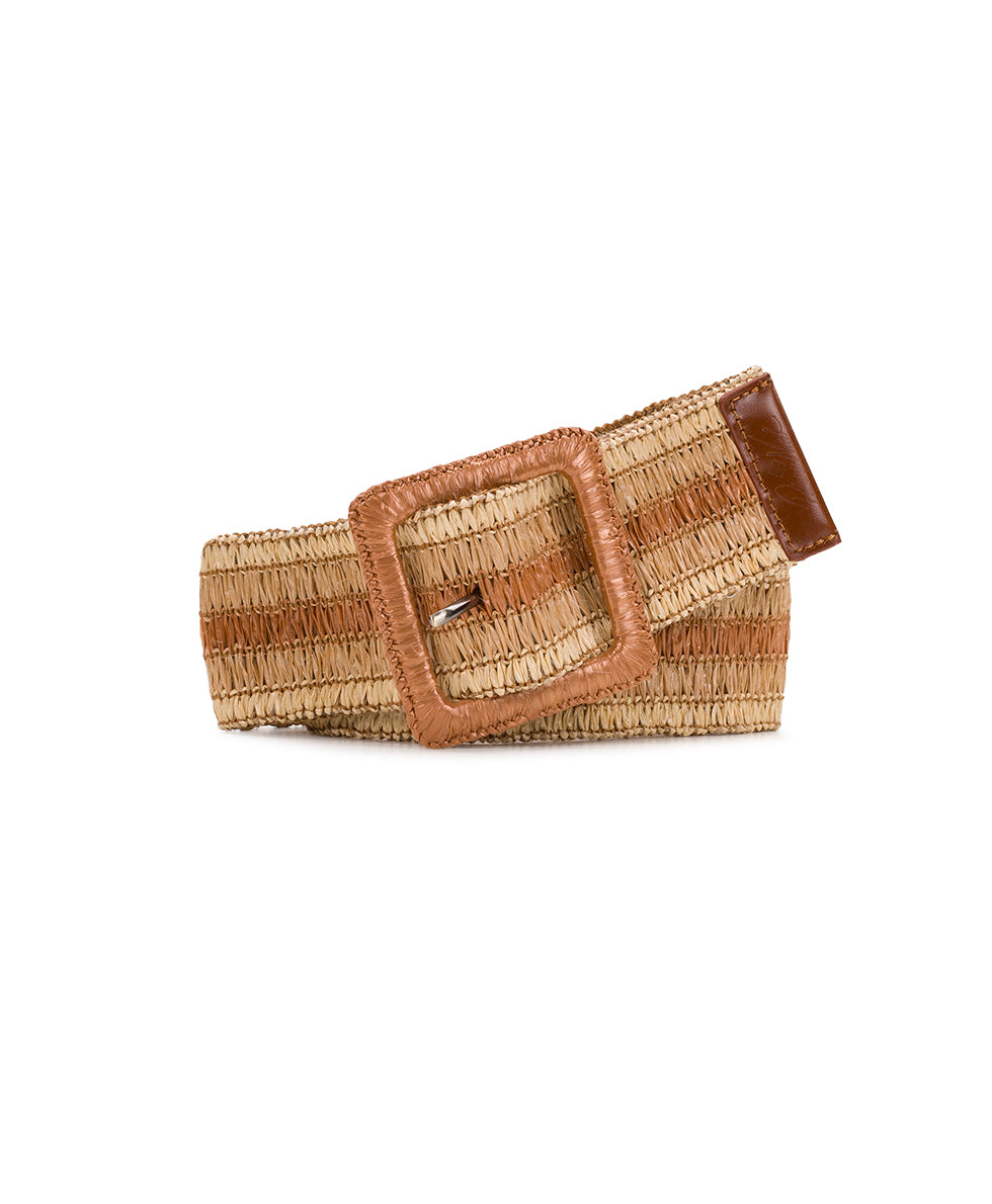 PATRICIA NASH Kaia Belt   Woven Straw — Beige
