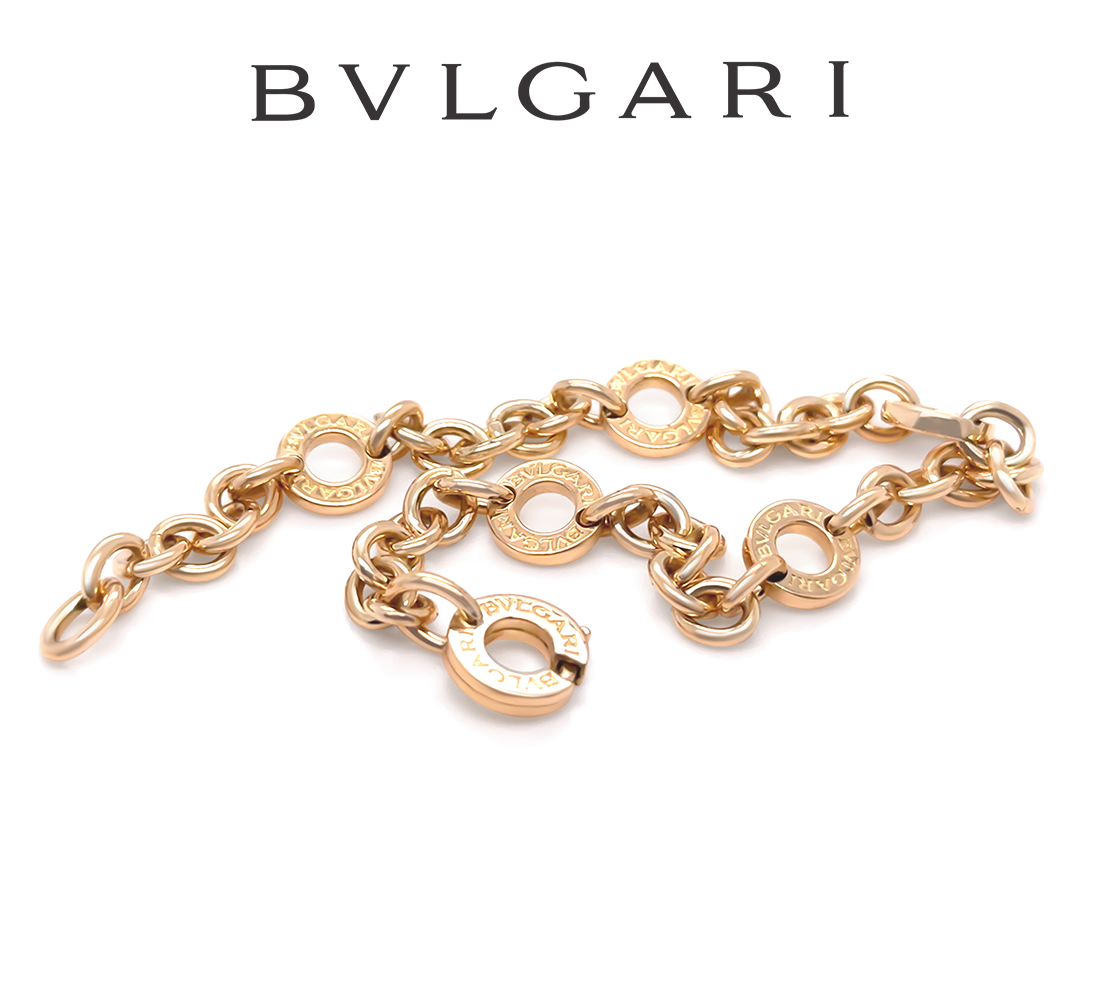 LUXURY BRAND JEWELLERY Bvlgari Rare 18ct Yellow Gold 6 Circle Engraved Bracelet 15.82g