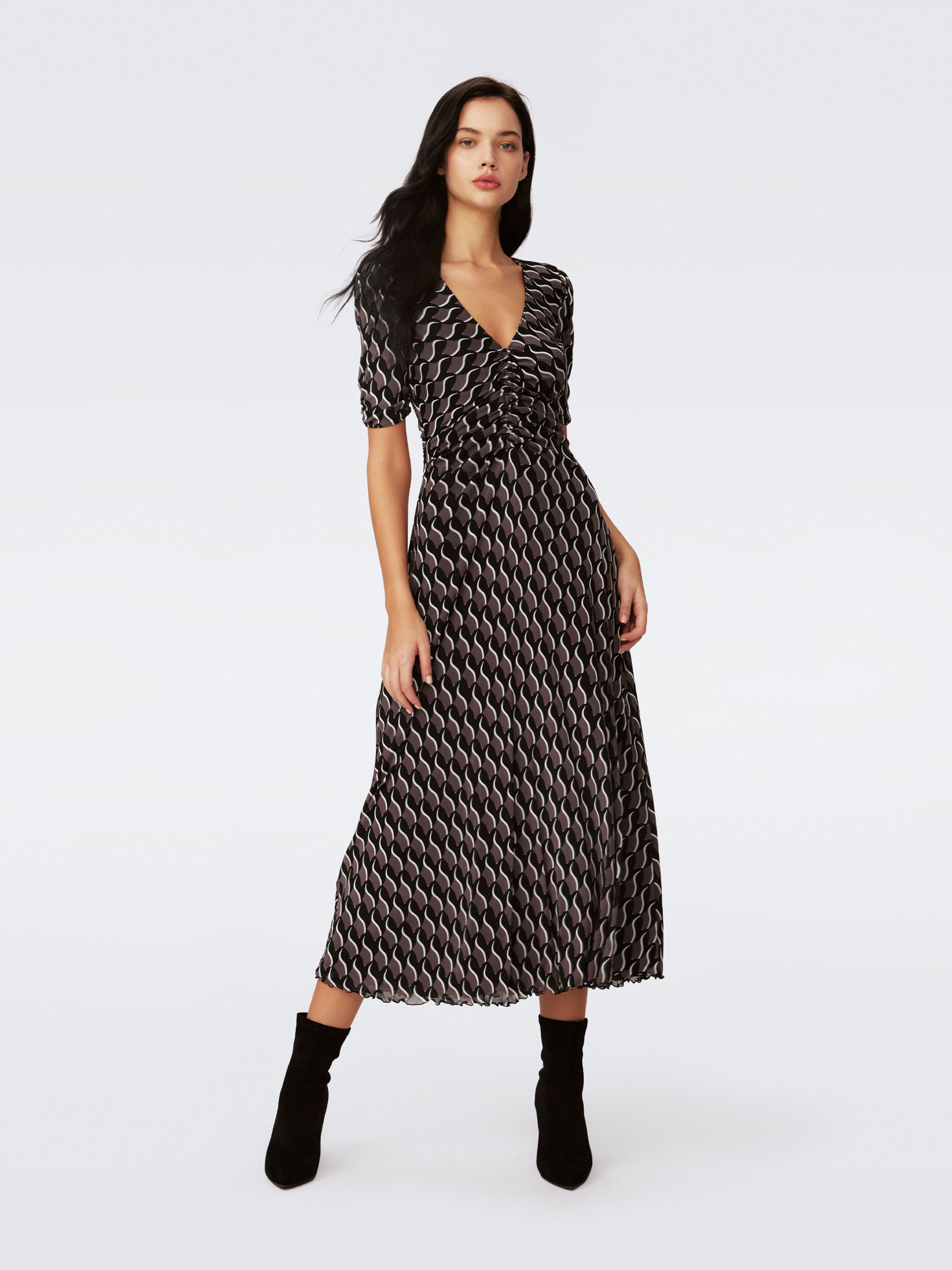 DIANE VON FURSTENBERG Koren Reversible Midi Mesh Dress