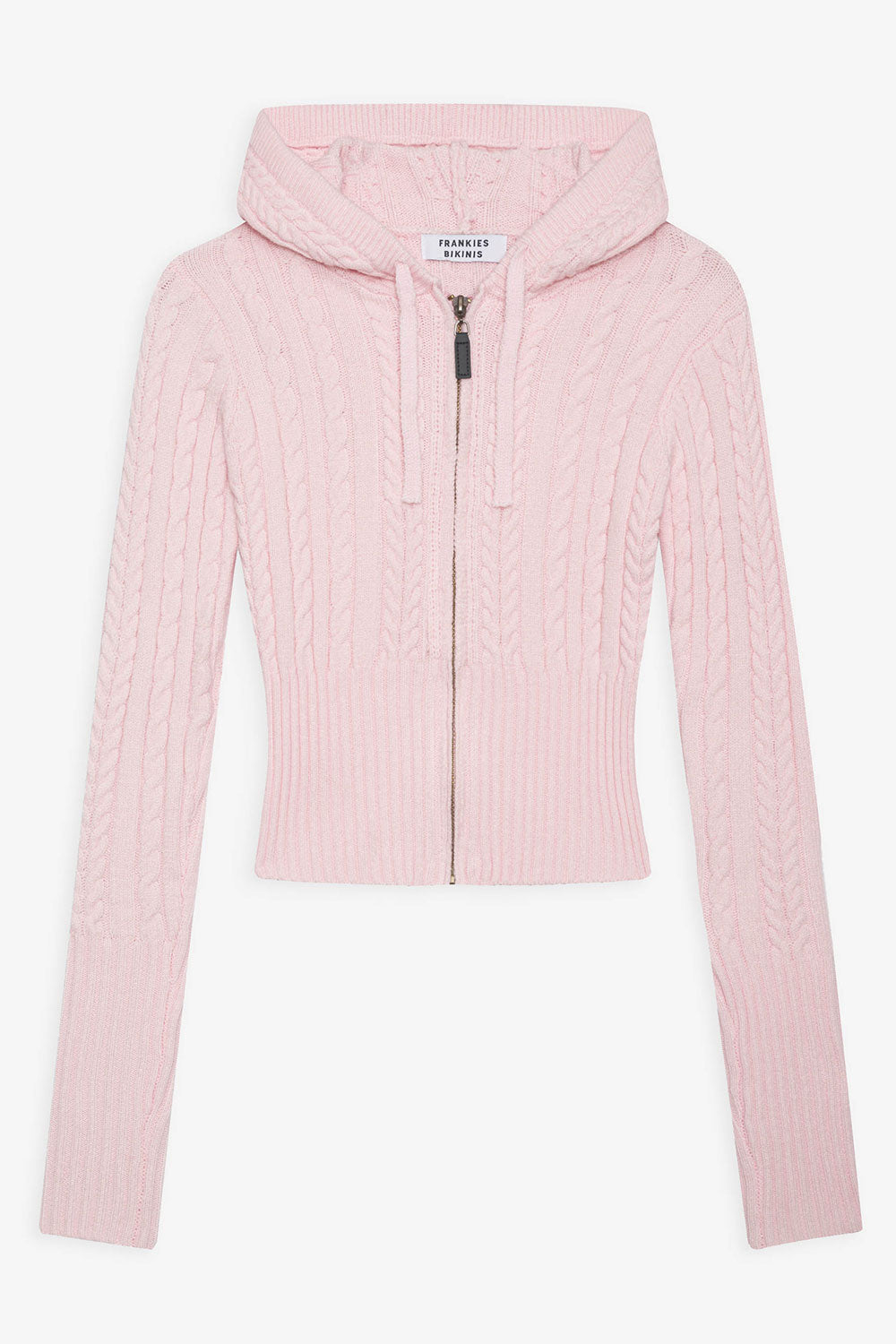FRANKIES BIKINIS Aimee Cable Cloud Knit Hoodie   Rose Quartz