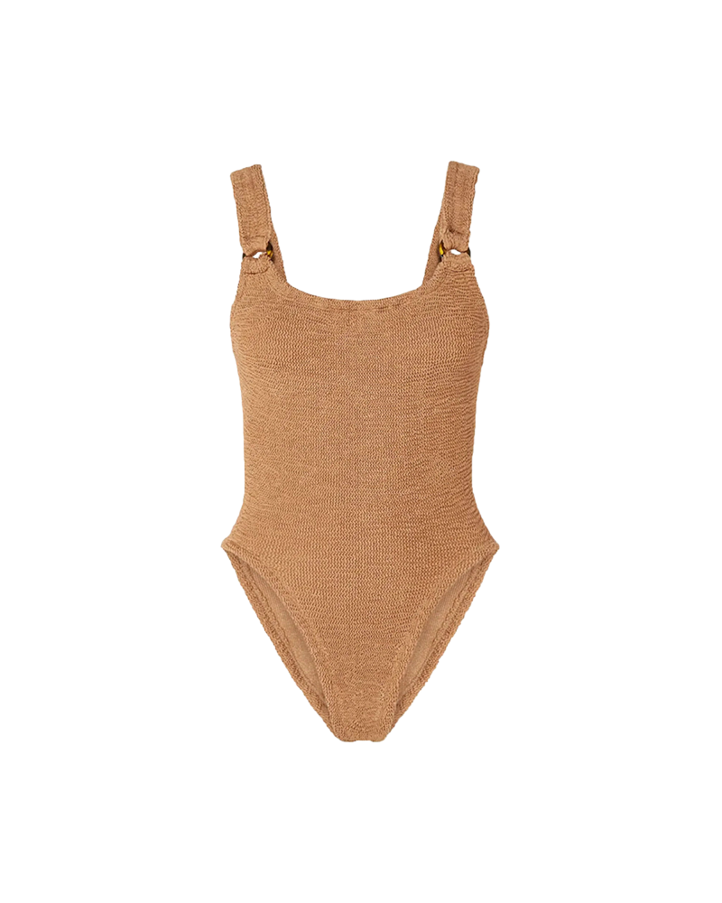 HUNZA G Domino Metallic Crinkle Swimsuit