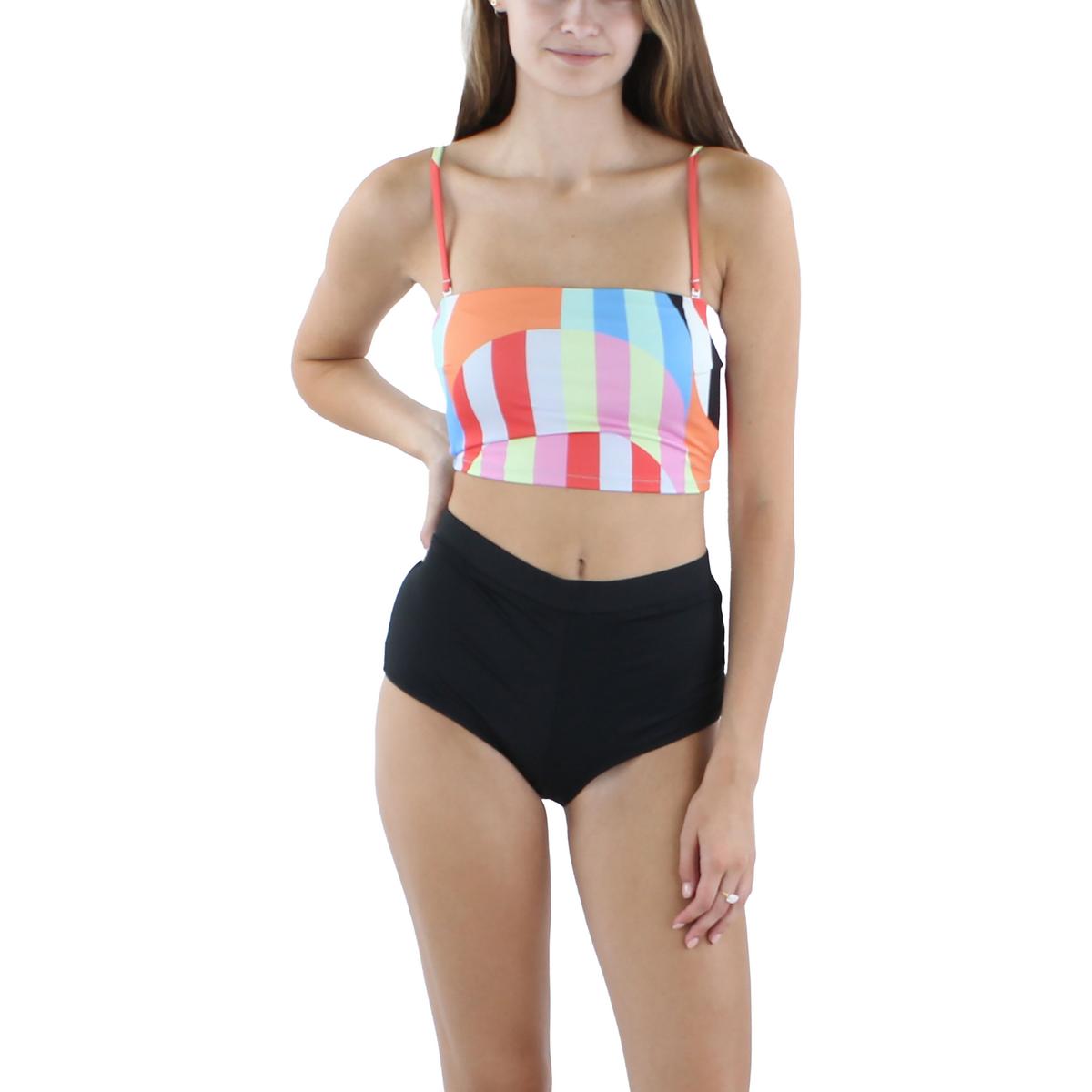 Sanctuary Womens Striped Bandeau Bikini Swim top