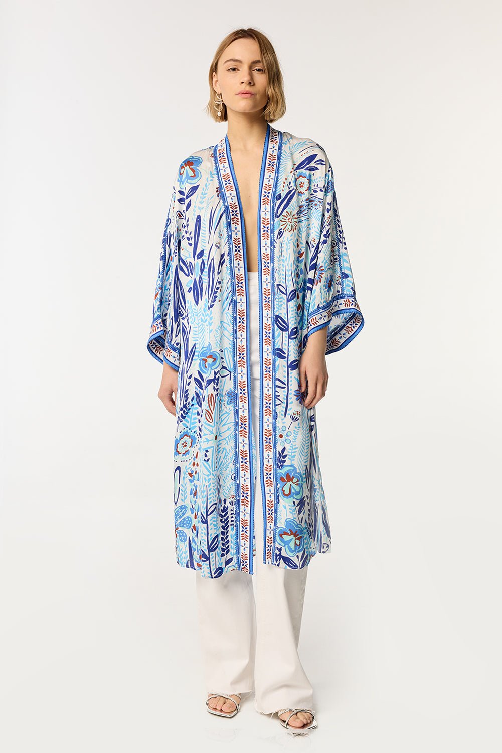POUPETTE ST BARTH Long Kimono Erica   Blue Plum Bird Big