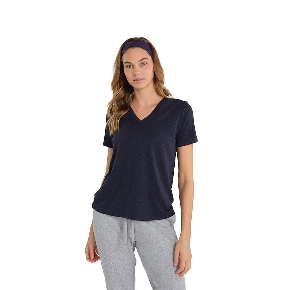 Tasc Womens All Day V Neck T Shirt   Classic Navy