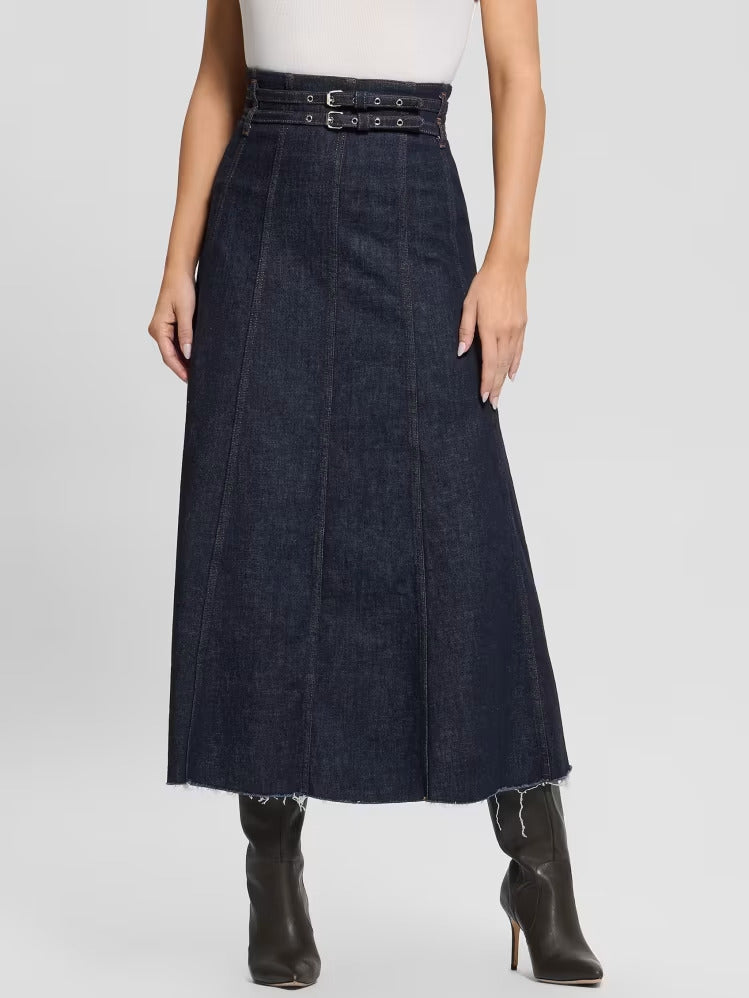 Guess Pam Belted Midi Denim Skirt