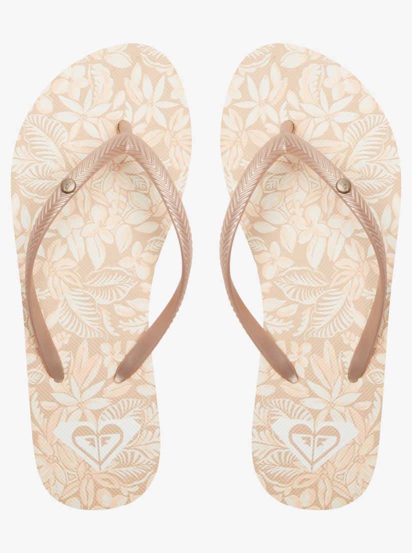 ROXY WOMENS Roxy "Bermuda Print" Women's Flip Flops   Peach Cream