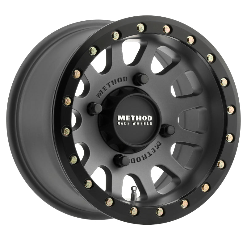 METHOD WHEELS Method MR401 UTV Beadlock 15x7 / 4+3/13mm Offset / 4x156 / 132mm CB Titanium Wheel  Matte Black Ring