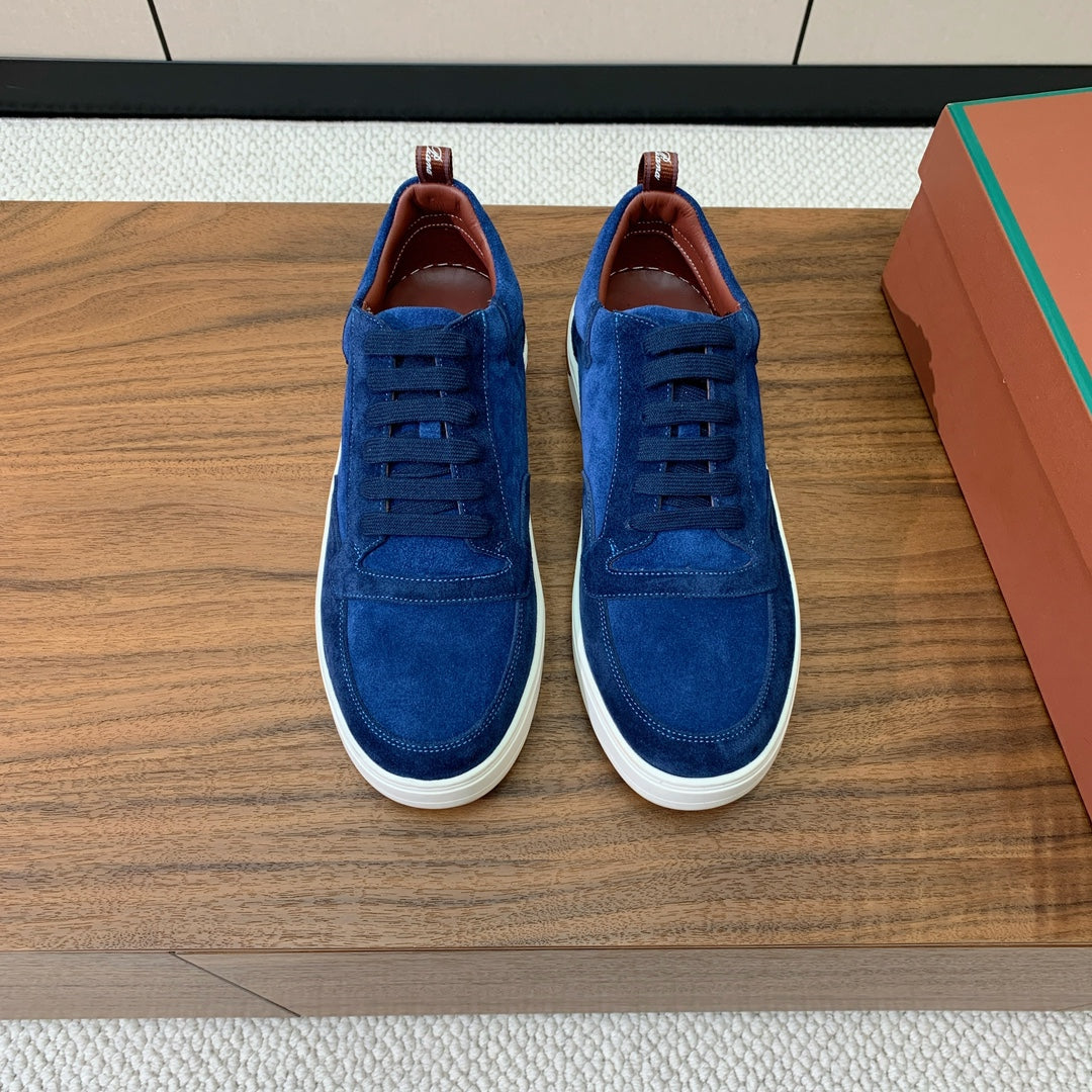 LORO PIANA SHOE LP NEWPORT WALK SNEAKERS COBALT SUEDE