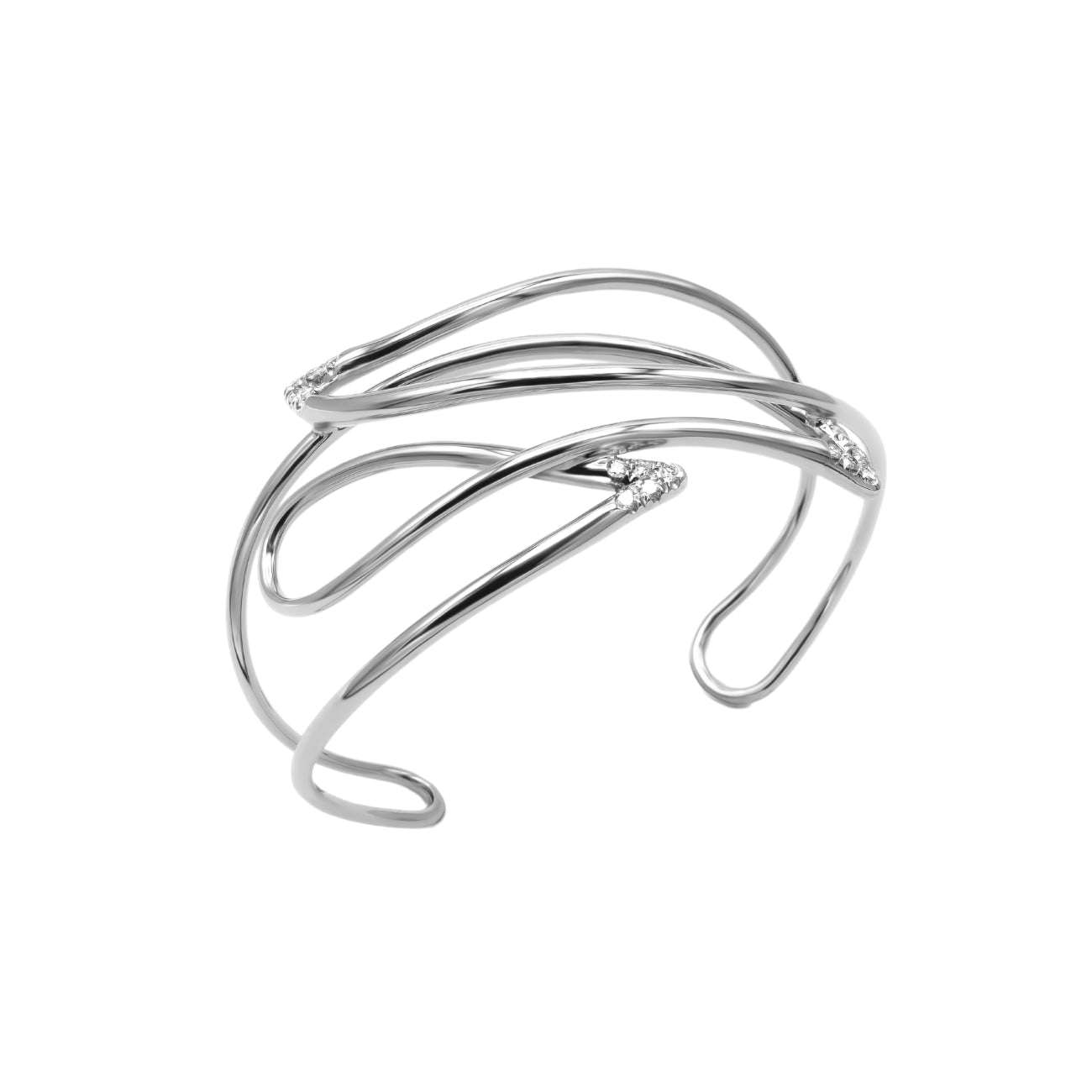 MATTIOLI Navettes 18K White Gold Diamond Cuff Bracelet