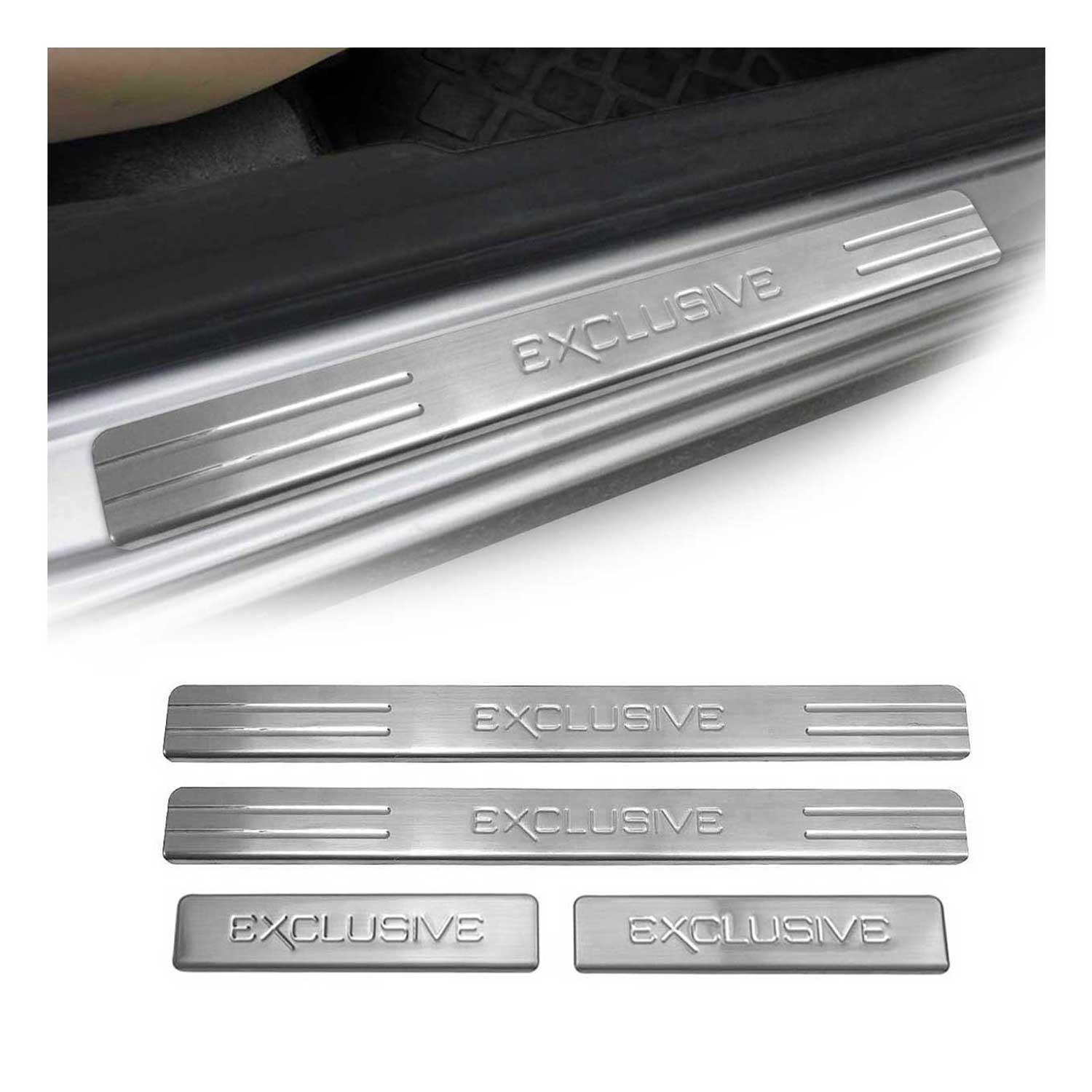 OMTEC 2000 2025 GMC Sierra 1500 Door Sill Scuff Plate Scratch Protector Exclusive Stainless Steel Silver 4Pcs