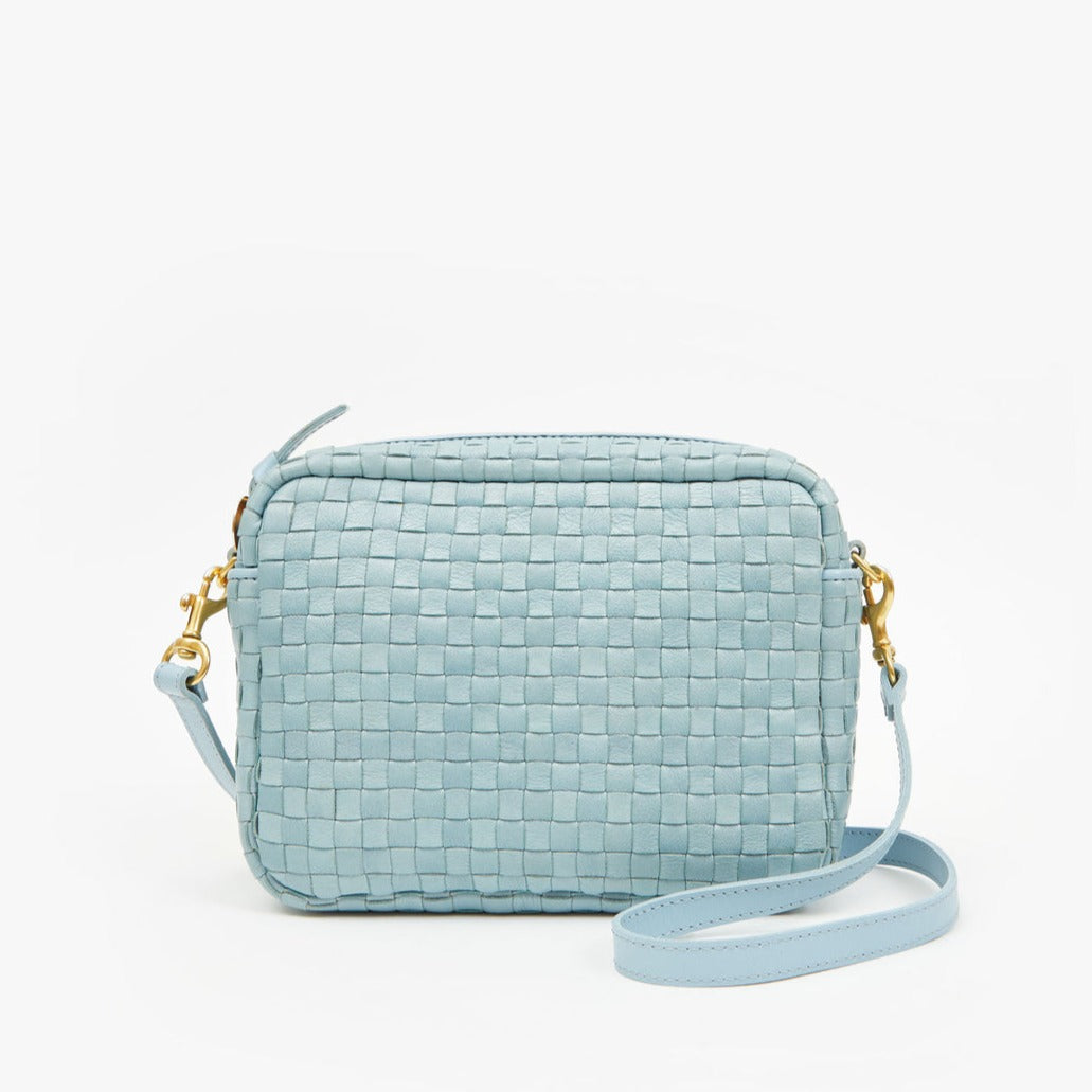 Clare V.   Midi Sac  Sunbleached Sky Blue Woven Checker