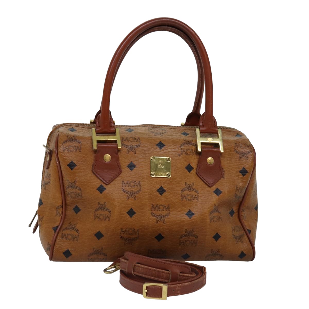 MCM Vicetos Logogram Hand Bag PVC 2way Brown Auth mr217