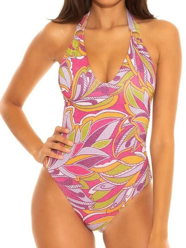 Becca by Rebecca Virtue Psychedelica Nina Halter One Piece Swimsuit Size L