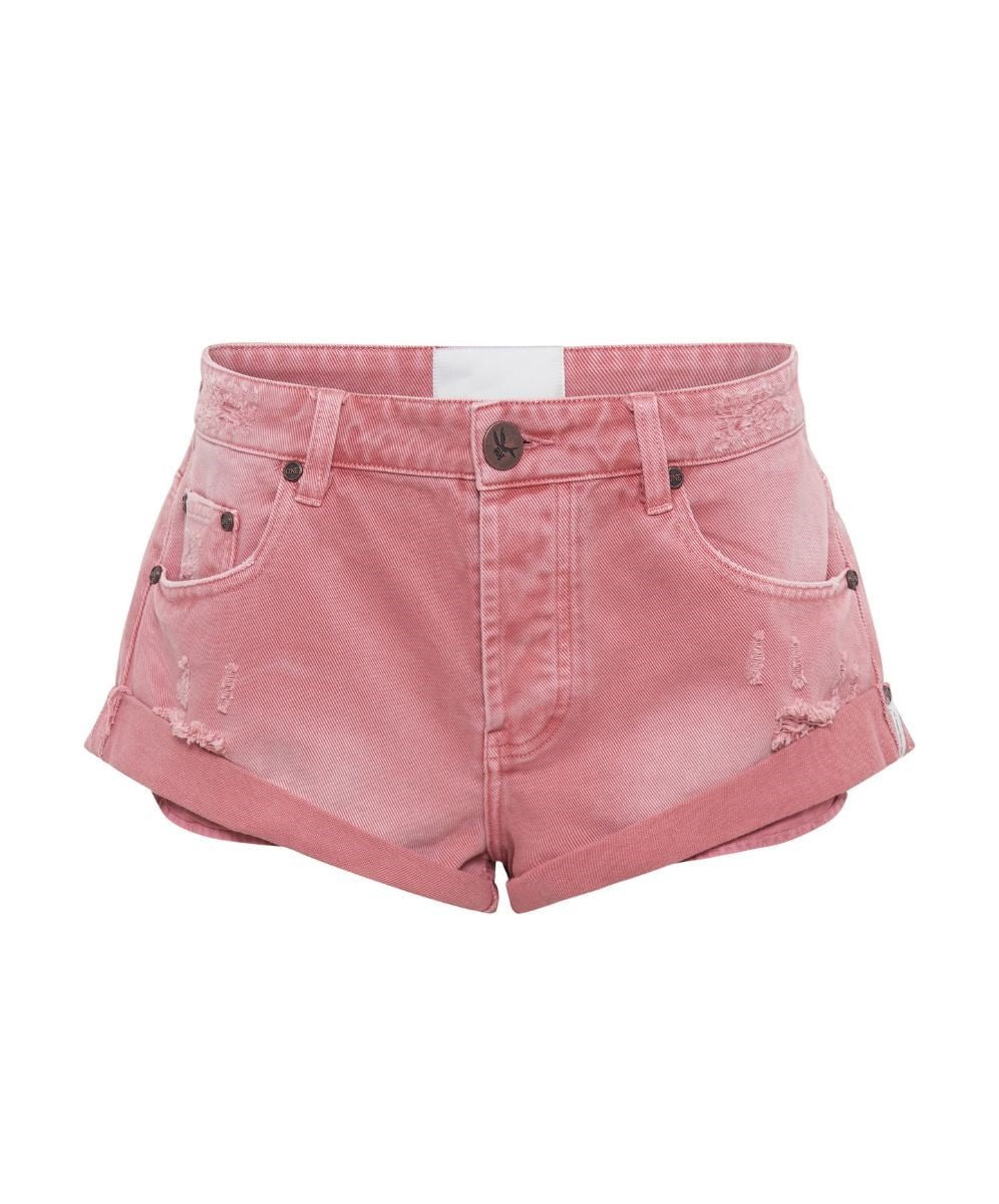 ONE TEASPOON Bandit Low Waist Denim Shorts Pink