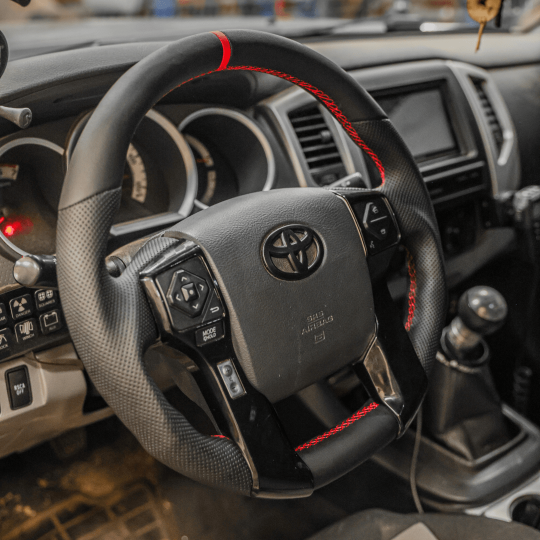 TEQ CUSTOMS Leather/Carbon Fiber Custom Steering Wheel / 2010 2024 4Runner, 2012 2023 Tacoma