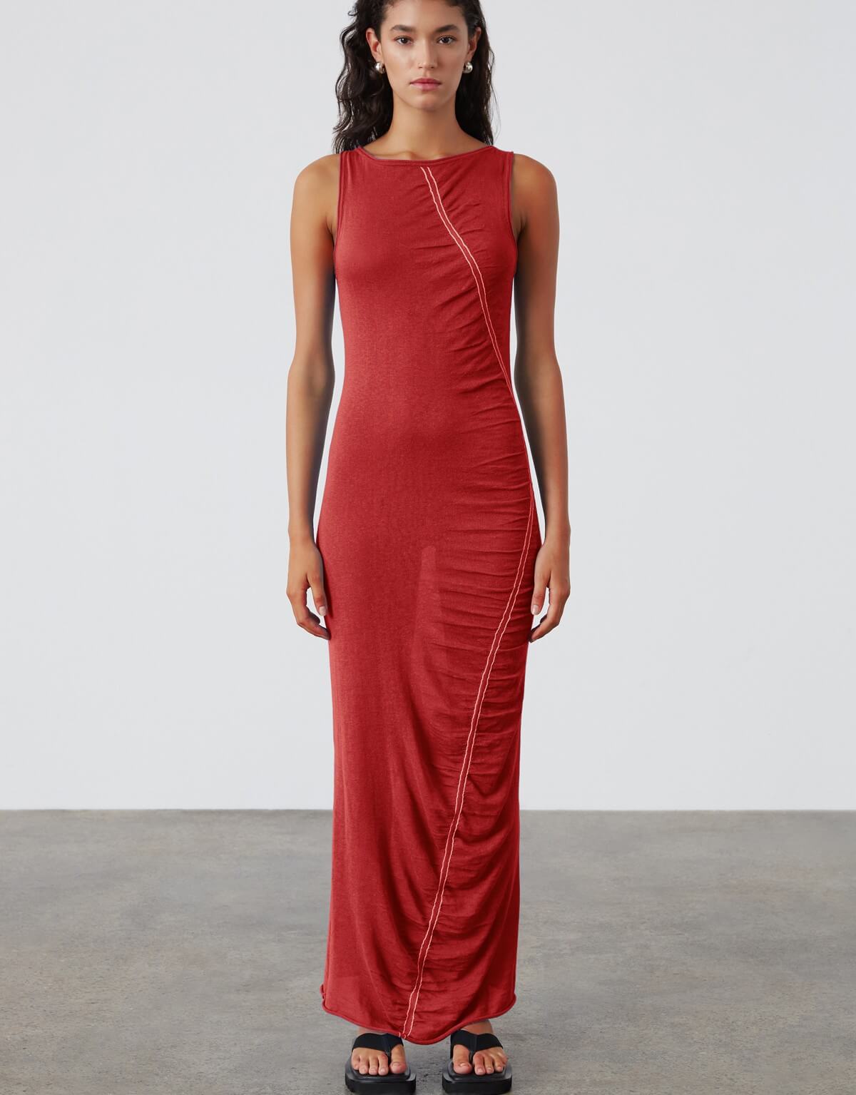 ZULU & ZEPHYR Red Contrast Knit Dress